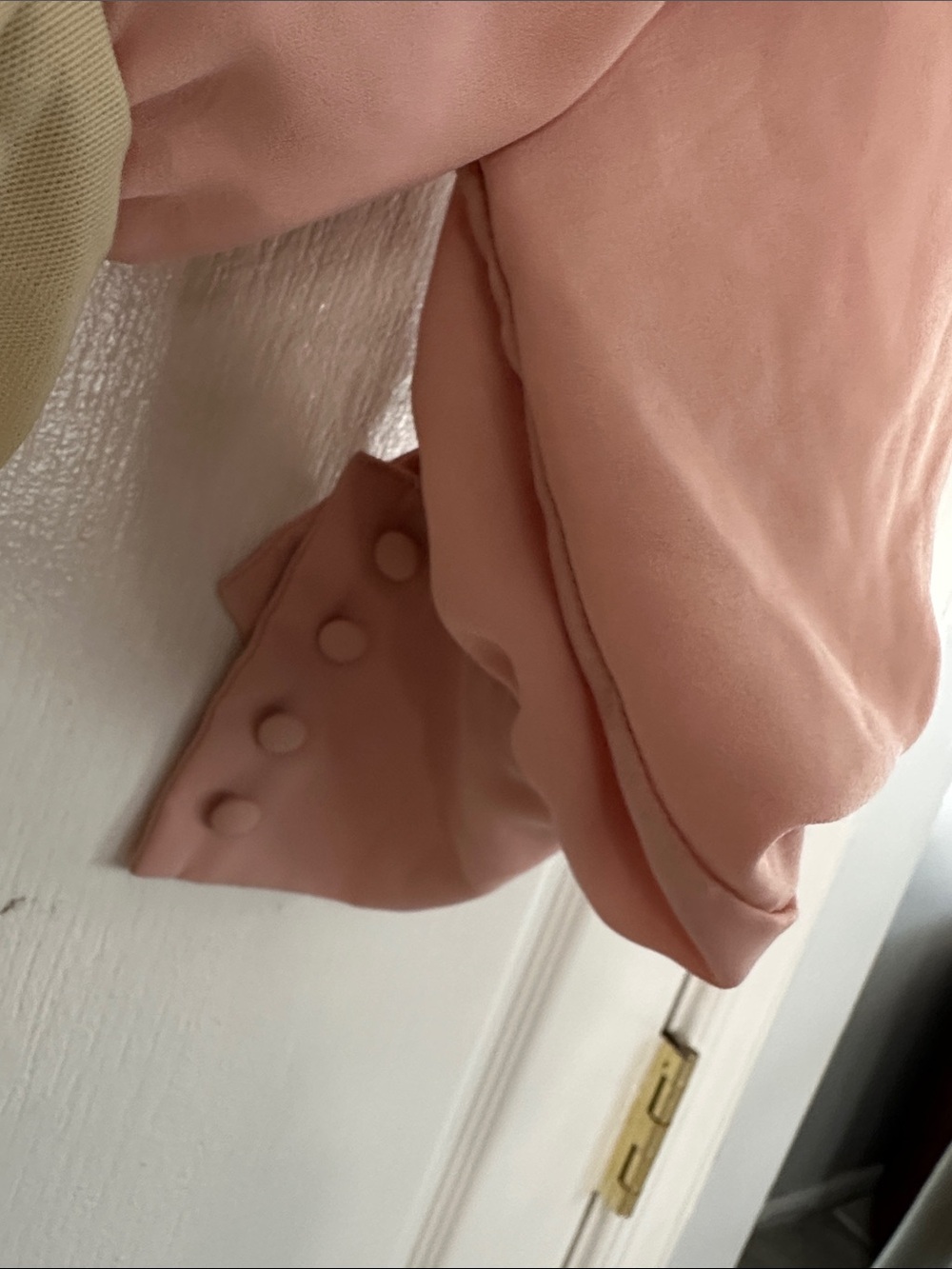 Blush Pink Draped V-Neck Blouse - with slitted sleeves - Picture 2 of 5